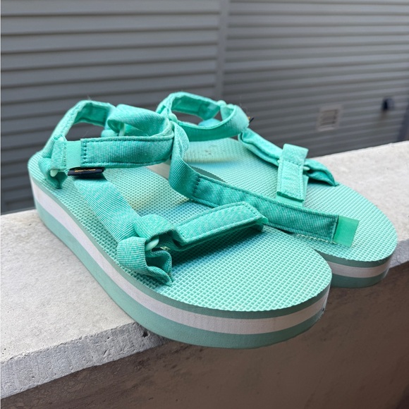 Teva Shoes - Teva Women’s Teal Platform Sport Sandals - Casual Strap Slides